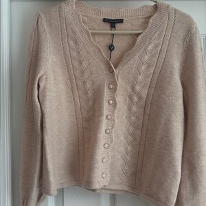 New Adrianna Papell Light Beige Cardigan Sweater